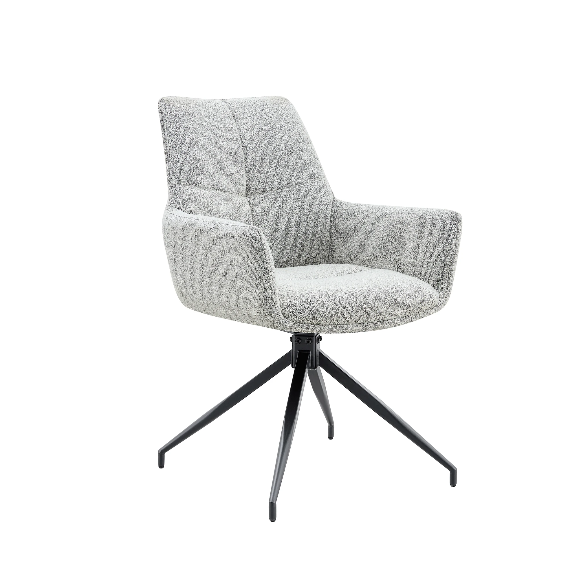 2er-Set] European 360 ° Drehbarer Polsterstuhl: Hellbeige-grauer Stoff + schwarz lackierte Metallbeine, atmungsaktiv und bequem – Detail 19