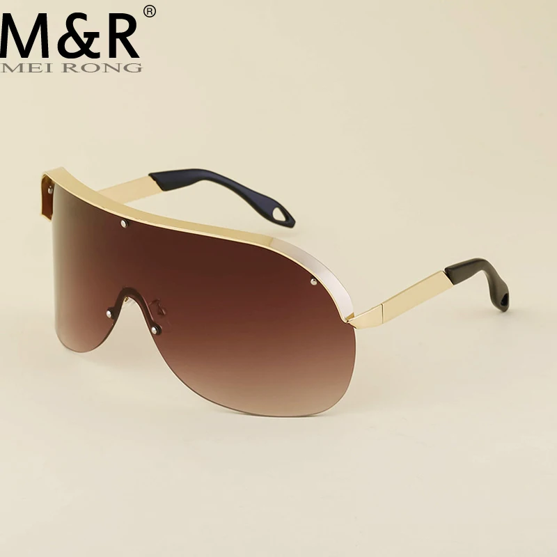 

Oversized Rimless Sunglasses Women Men 2023 New One Piece Lens Visor Mask Windproof Luxury Black Big Sun Glasses Shades Unique