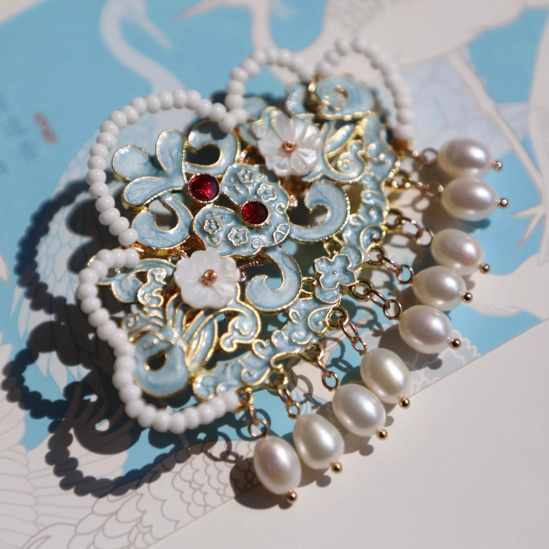 Blaue Perlen Haarkrone Und Entenschnabelclip Kopfschmuck_voghion.com