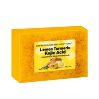 Savon artisanal exfoliant au curcuma, citron et acide kojique 100g, mousse jaune, pour le visage et le corps 6