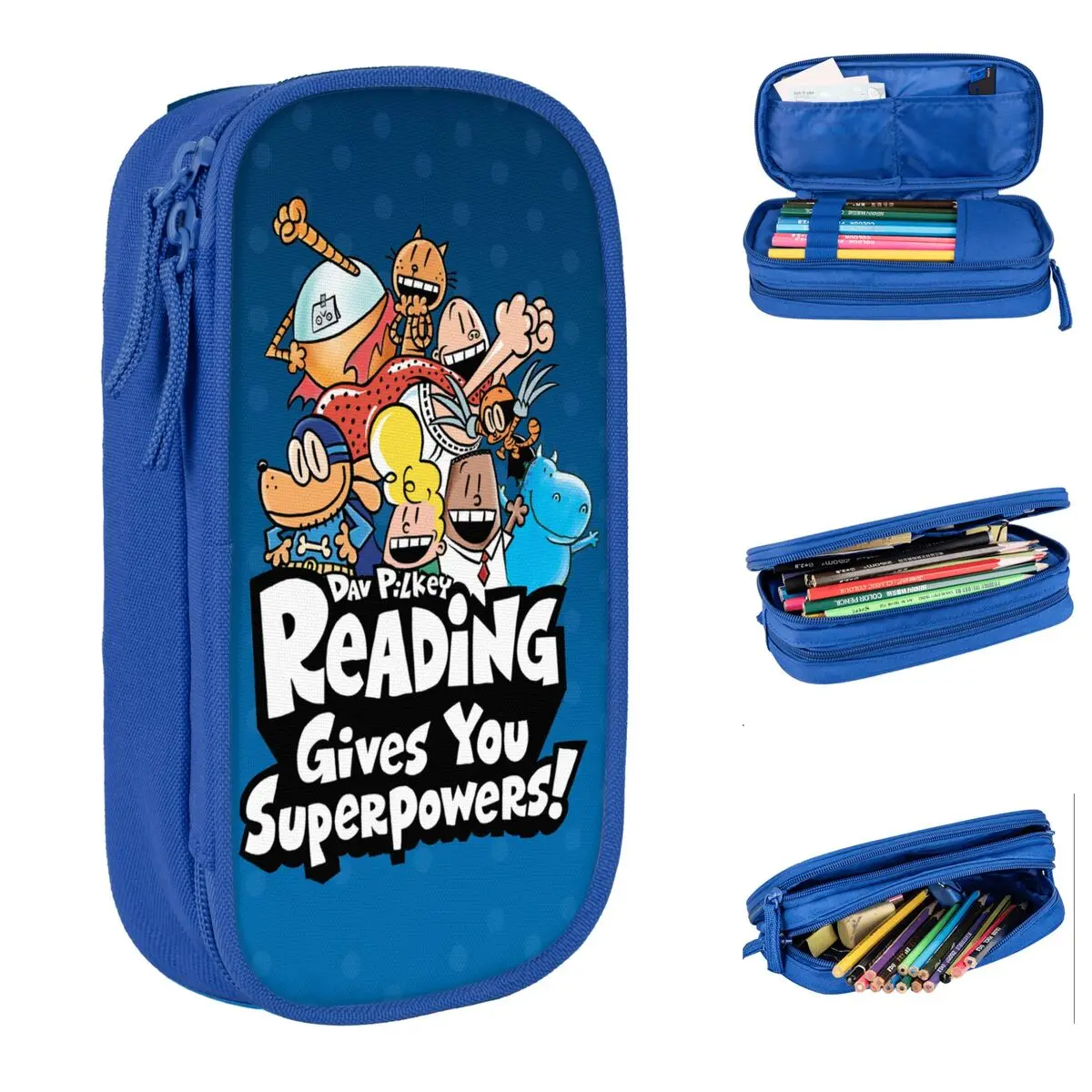 Dog Man Cartoon Petey Cat Pencil Case Fun Pen Box Bag Student Big Capacity School Supplies Gifts Pencil Pouch