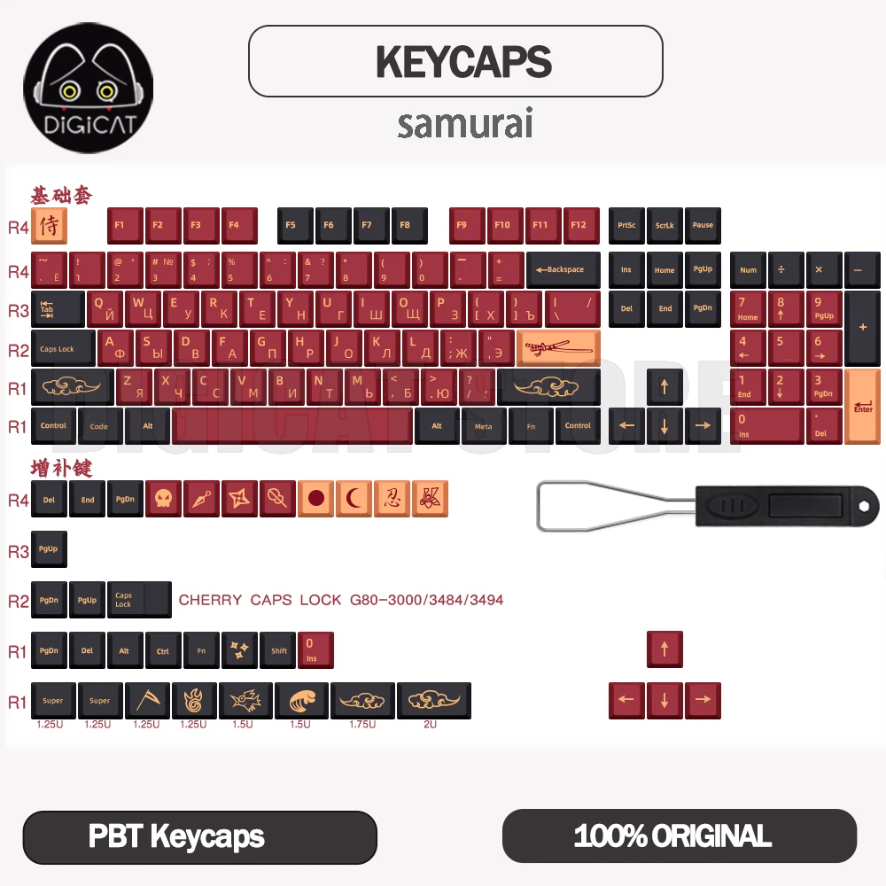 

Red Knight Russian Korean Keycap 139/151Key Cherry Keycap PBT For Gamer Keyboard Accessories Thermal Sublimation Key Caps Gifts