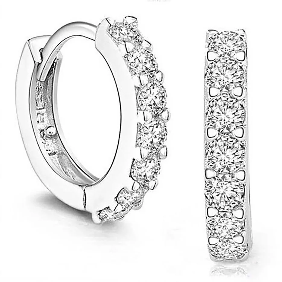 Women Jewelry Plated Rhinestone Crystal Hoop Earrings