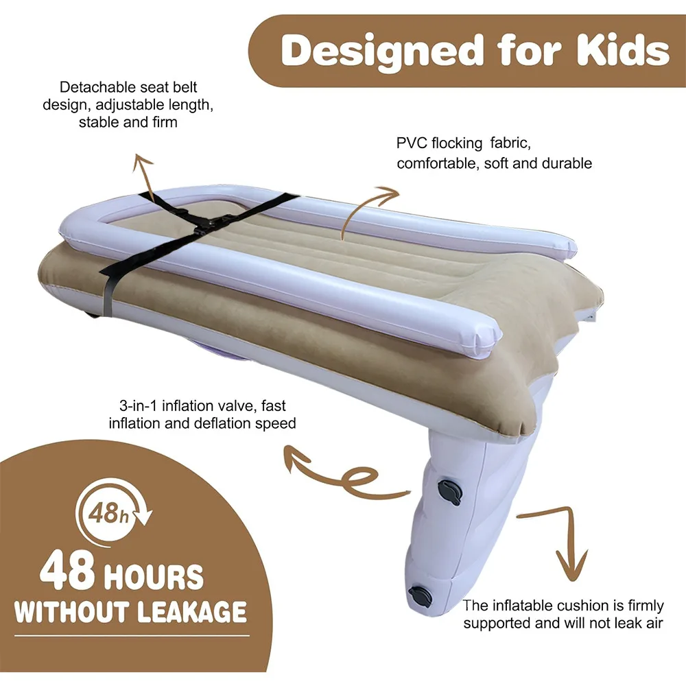Lit de voyage gonflable épais pour bébé, matelas pliable pour siège arrière de voiture, Portable et sûr pour le Camping, les voyages sur route, l'avion 1