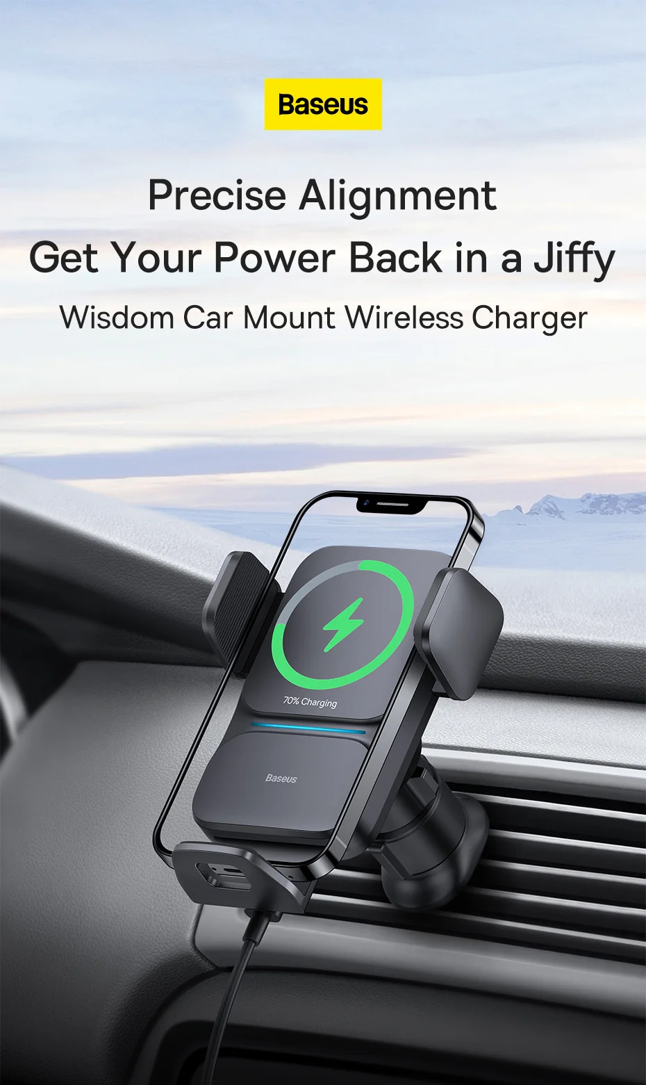 Car Phone Holder 15W QI Wireless Charger for iPhone Samsung Xiaomi Fast Charging