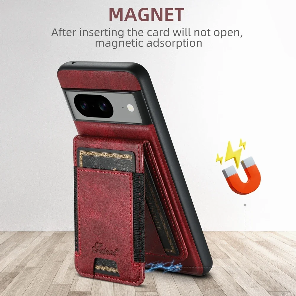 Premium Magnetic Leather Wallet Phone Case with Kickstand and Card Holder