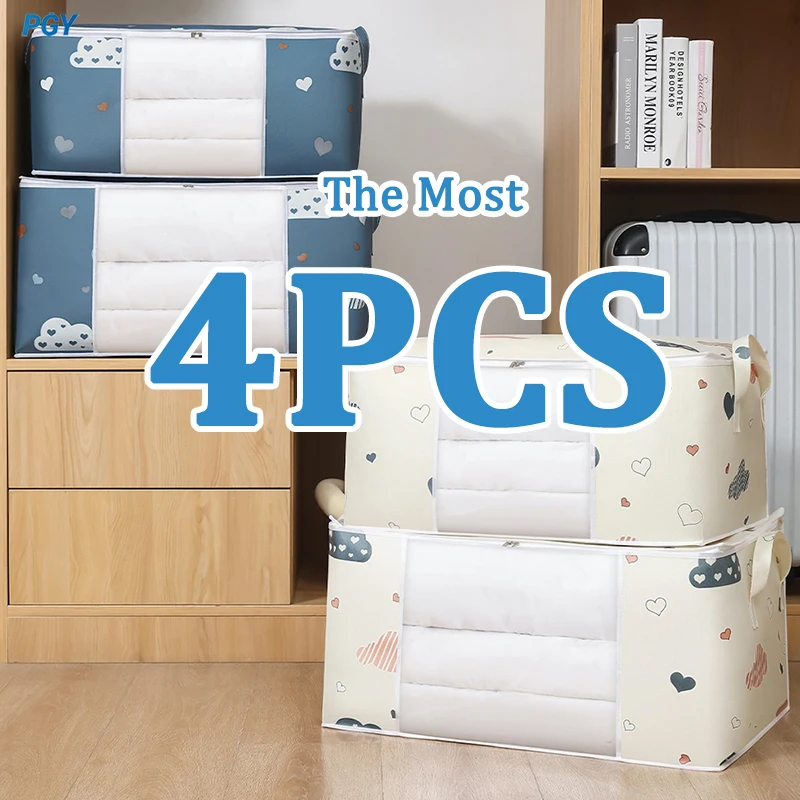 

4/2/1PCS Big Capacity Storage Bag Quilt Clothes Duvet Blanket Sorting Bags Dustproof Closet Under-Bed Moisture Proof Organizer