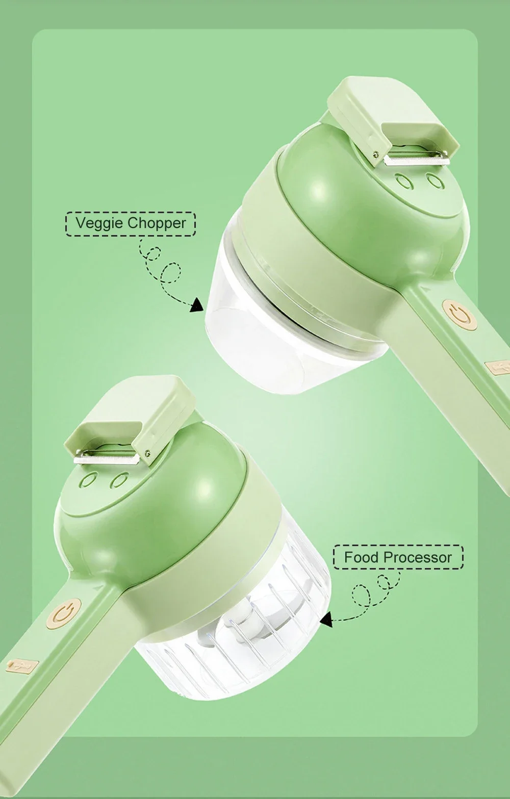 Description Picture 3 of itemWireless Multi-Functional Vegetable Cutter, Garlic Beater, Onion, Chili Processor, Handheld Gridling Cooking Machine, New