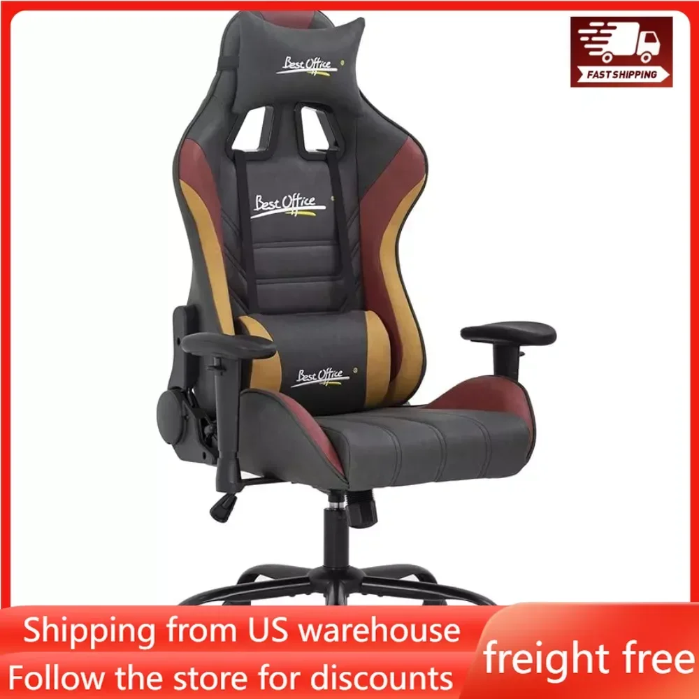 

Ergonomic Office Racing Computer Lumbar Support Headrest Adjustable Armrest Rolling Swivel Desk PU Leather E-Sports Task Chair