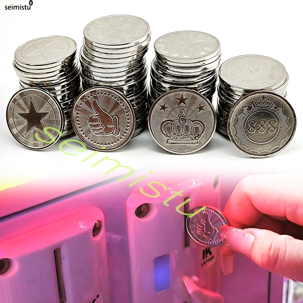 Description Picture 2 of item100pcs Coin Token Stainless Steel Game Tokens Classic Crown For Coin Acceptor Arcade Game Crane Claw Vending Car Wash Machine