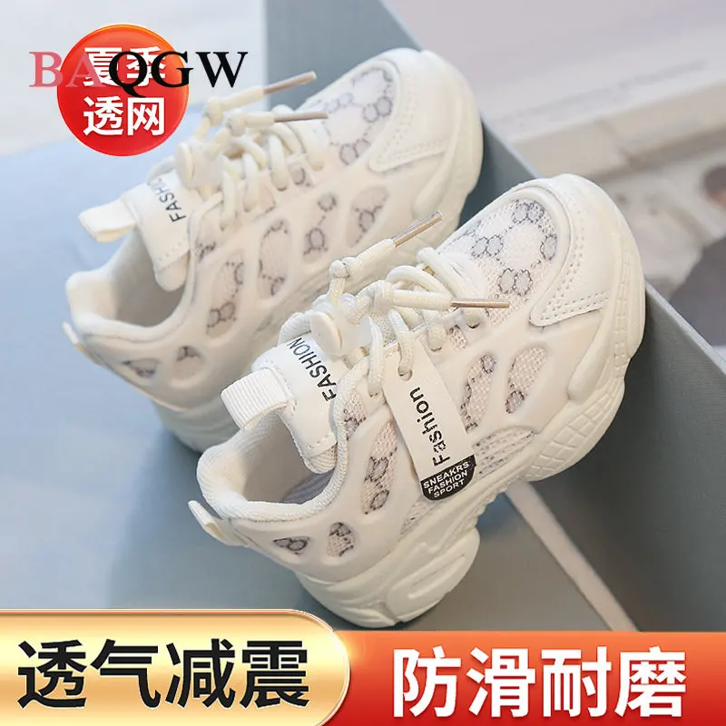 Letter Print Kids Shoes Autumn Toddler Shoes for Boys Girls Breathable Mesh Winter Casual Sneakers Non-slip Sport Tenis Shoes