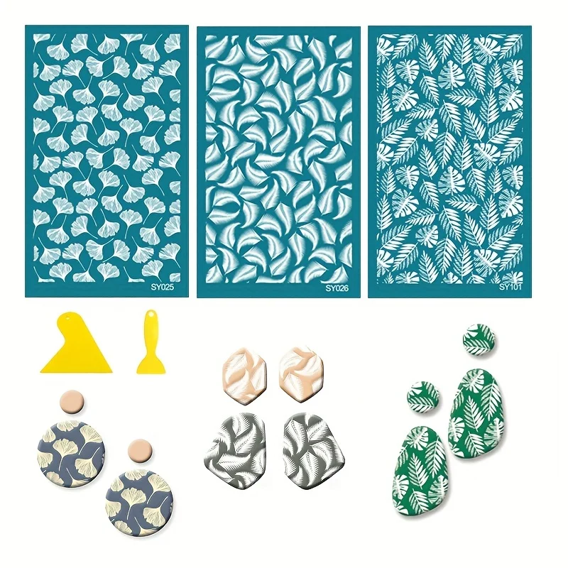 Clay Printing Tools Stencil Scraper Painting Tool Mold silkscreen stencils 5 Piece Set for DIY