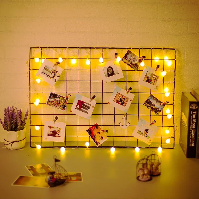 Photo Collage Clips String Lights Wall Hanging Photo Wall Starry Light Picture Card Display Light Wedding Bedroom Decoration photo frame