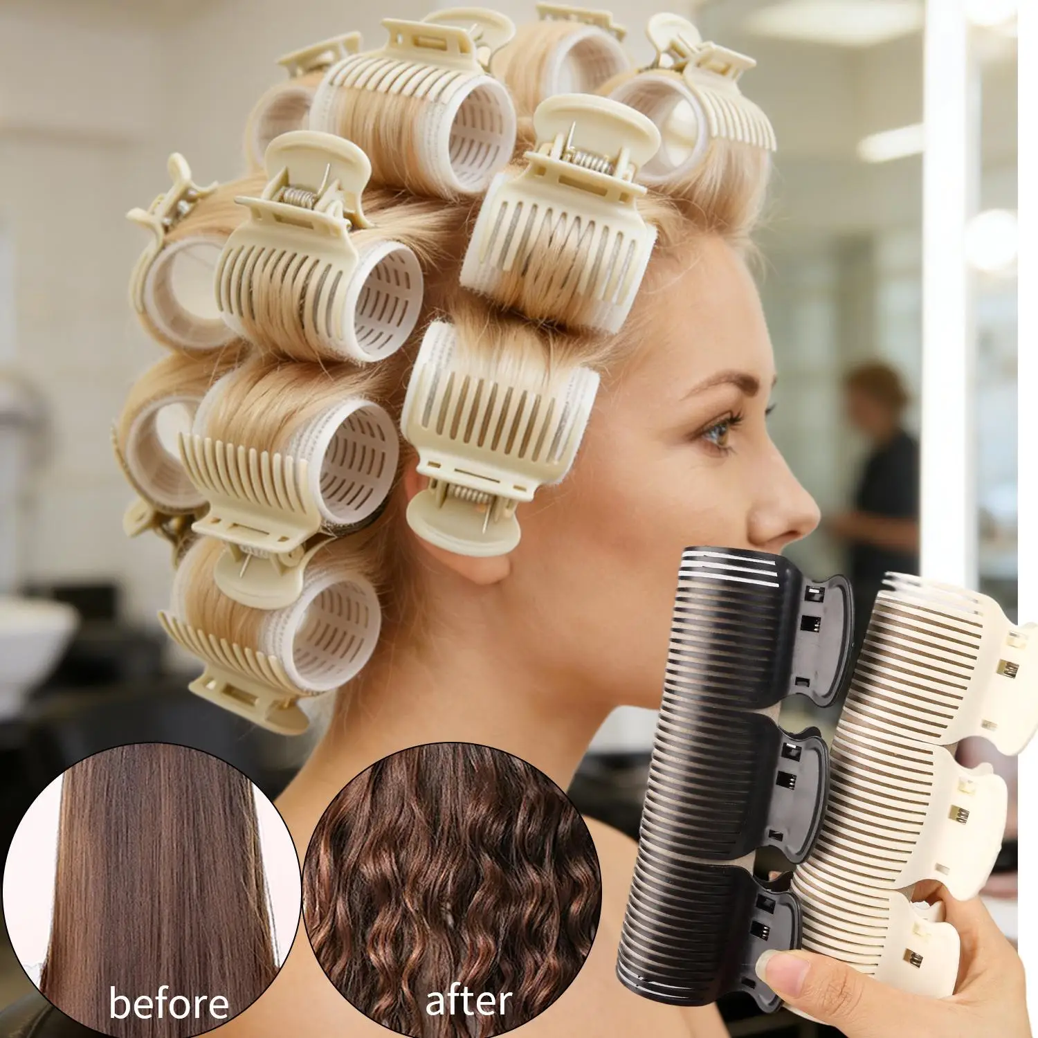 Pinces à cheveux sans chaleur pour boucles et coiffure salon_voghion.com
