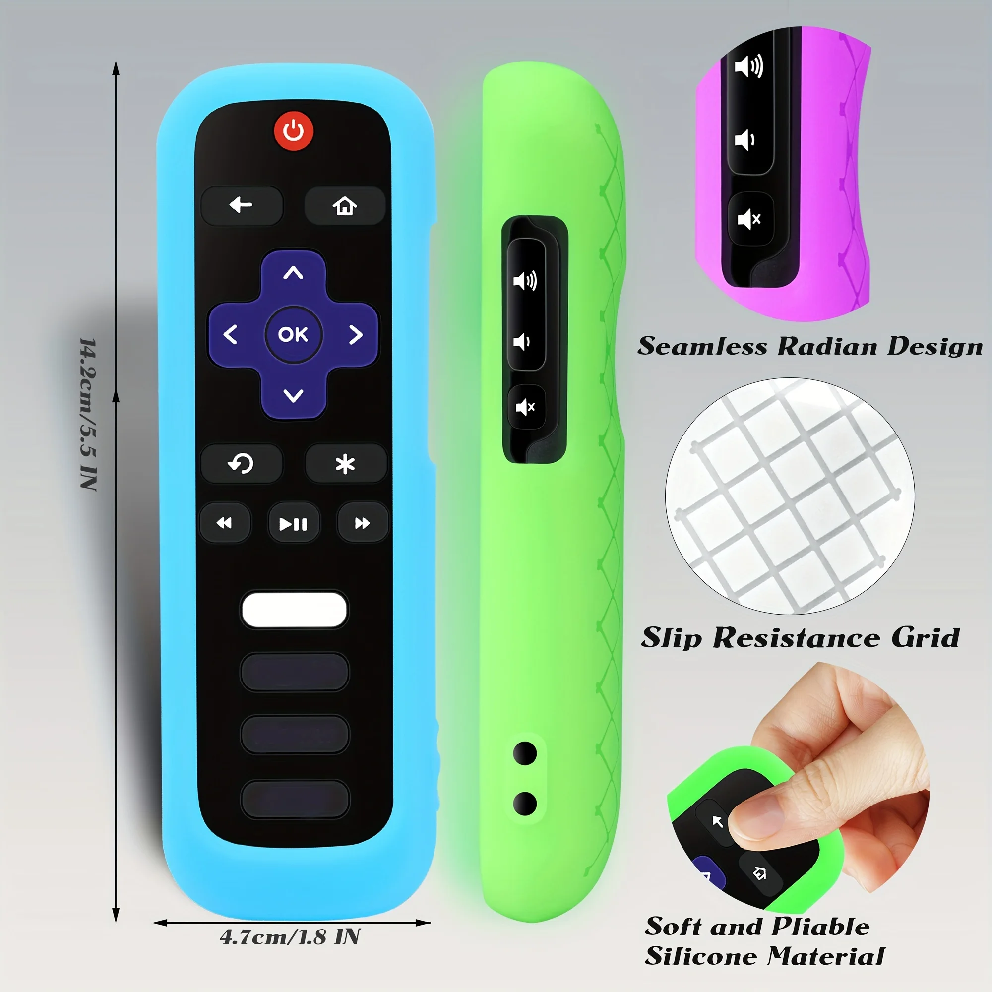 1/2 piece set Remote control silicone sleeve let remote glow dark suitable TCL Hisense Roku TV remote control silicone remote case silicone remote cover silicone remote sleeve remote controller cover silicone case protector