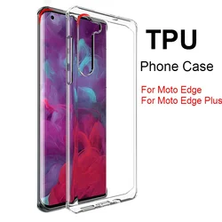 Clear Protective Silicone Phone Case - Soft Transparent Back Cover - Moto Edge Plus (Clear)
