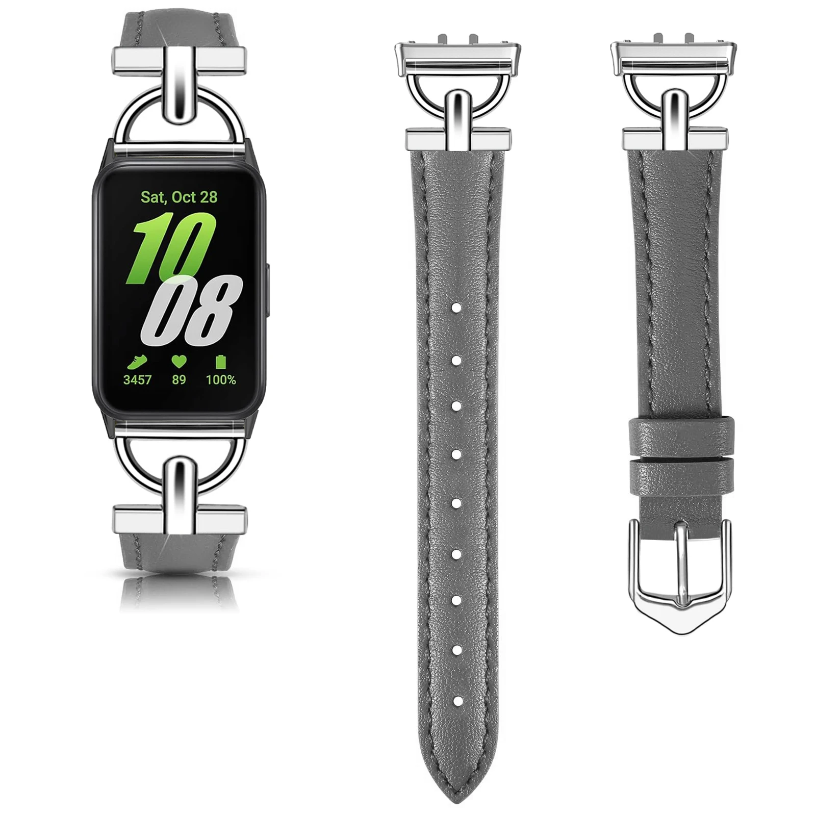 Elegant Metal and Leather Strap for Smartwatch – Premium Wristband Bracelet