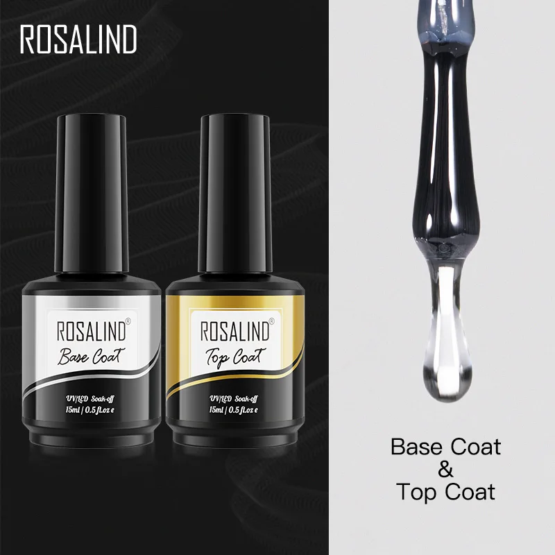 ROSALIND 15ml Top Coat Nail Gel Polish UV LED Lamp Soak Off Top Coat Long Lasting Nail Art Gel Hybrid Varnishes For Manicure 5