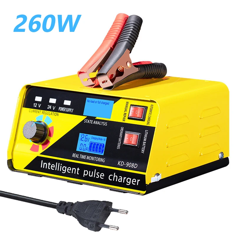 Große Leistung 400W 260W Batterie Ladegerät 12V/24V Auto Batterie Ladegerät  Rinnsal Smart Puls Reparatur für Auto SUV Lkw Boot Motorrad