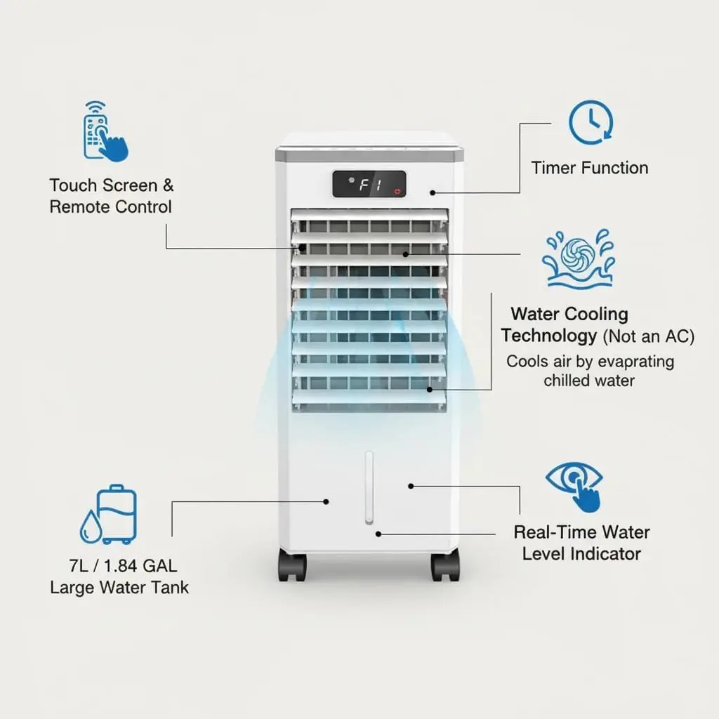 Portable Evaporative Air Cooler with Remote 3