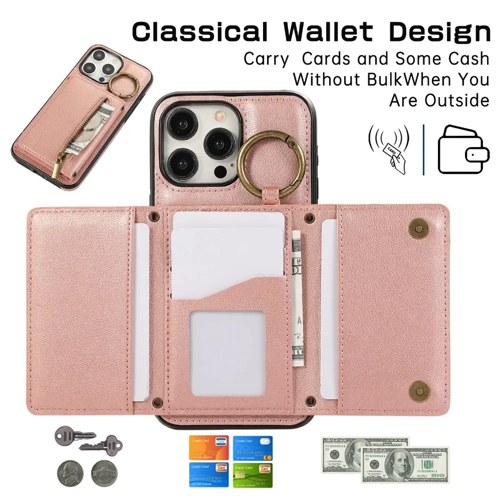 Sleek Crossbody Leather Phone Case with Zipper Wallet & Card Holder