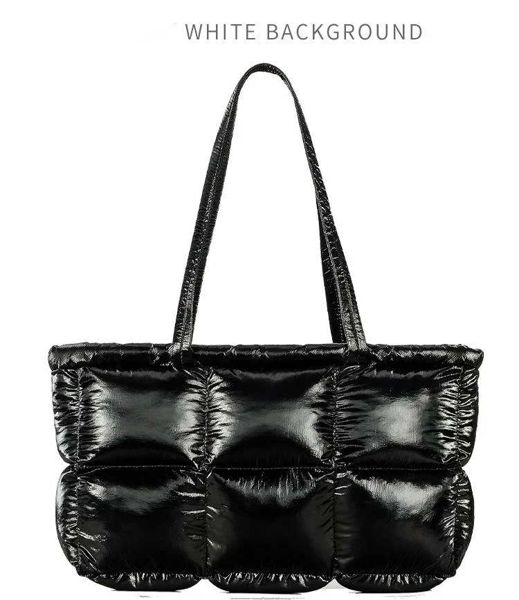 Fashion Shoulder Bag, 2024 Autumn And Winter New Down Large Capacity Fashionable Shiny Nylon Ladies Handbag. Popular Fashion Women's Bag._voghion.com