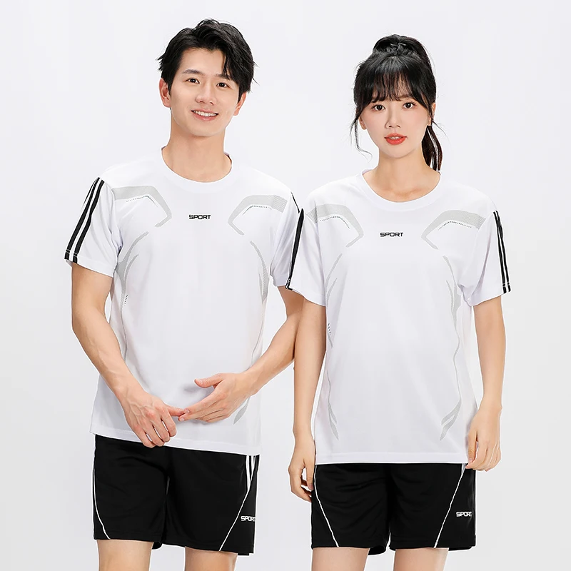 Summer High-quality Ultra-thin Ice Silk Couple Sports Set Fashionable Trendy Short Sleeved Shorts Quick Drying Sportswear