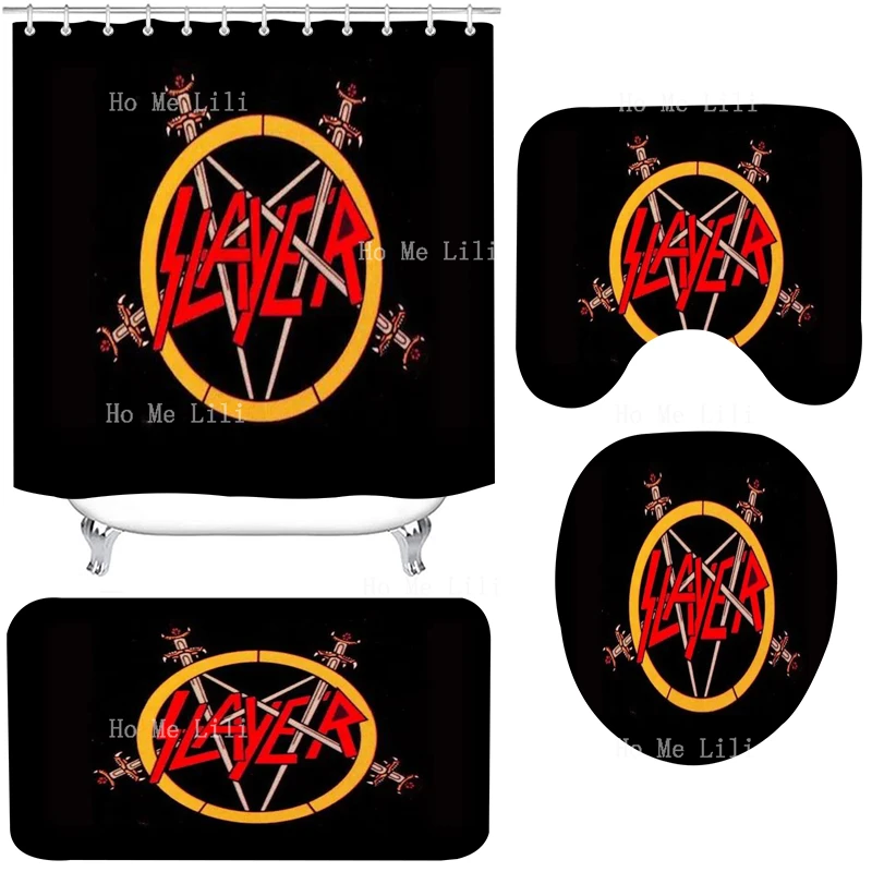 Album Musicale Di Stregoneria Satanica Black Force Field Rock Band Set Di Tende Da Doccia Super Killer Con Tappeti