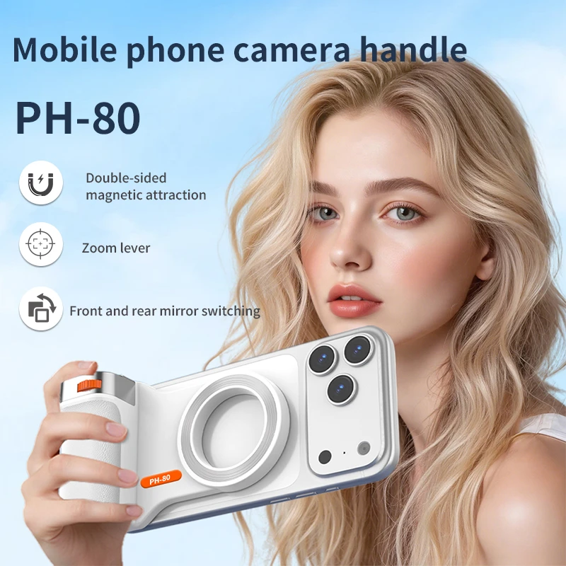Magnetischer Bluetooth-Kameragriff mit Zoom, Auslöser, Aufhelllicht, Fernbedienung und tragbarer Handy-Stabilisator_voghion.com