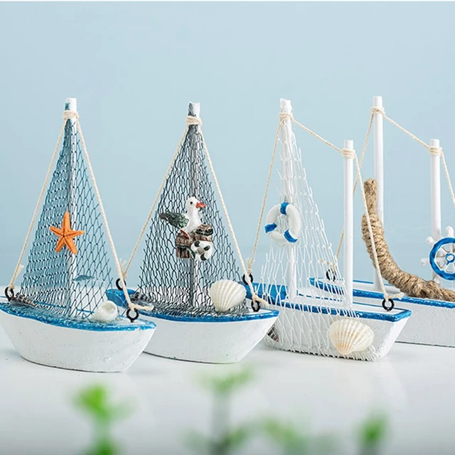 1pc Big Fishing Boat Yacht Home Decor Resin Craft Figurine Model Ornament  Miniature Garden Fairy Decoration DIY Accessories - AliExpress