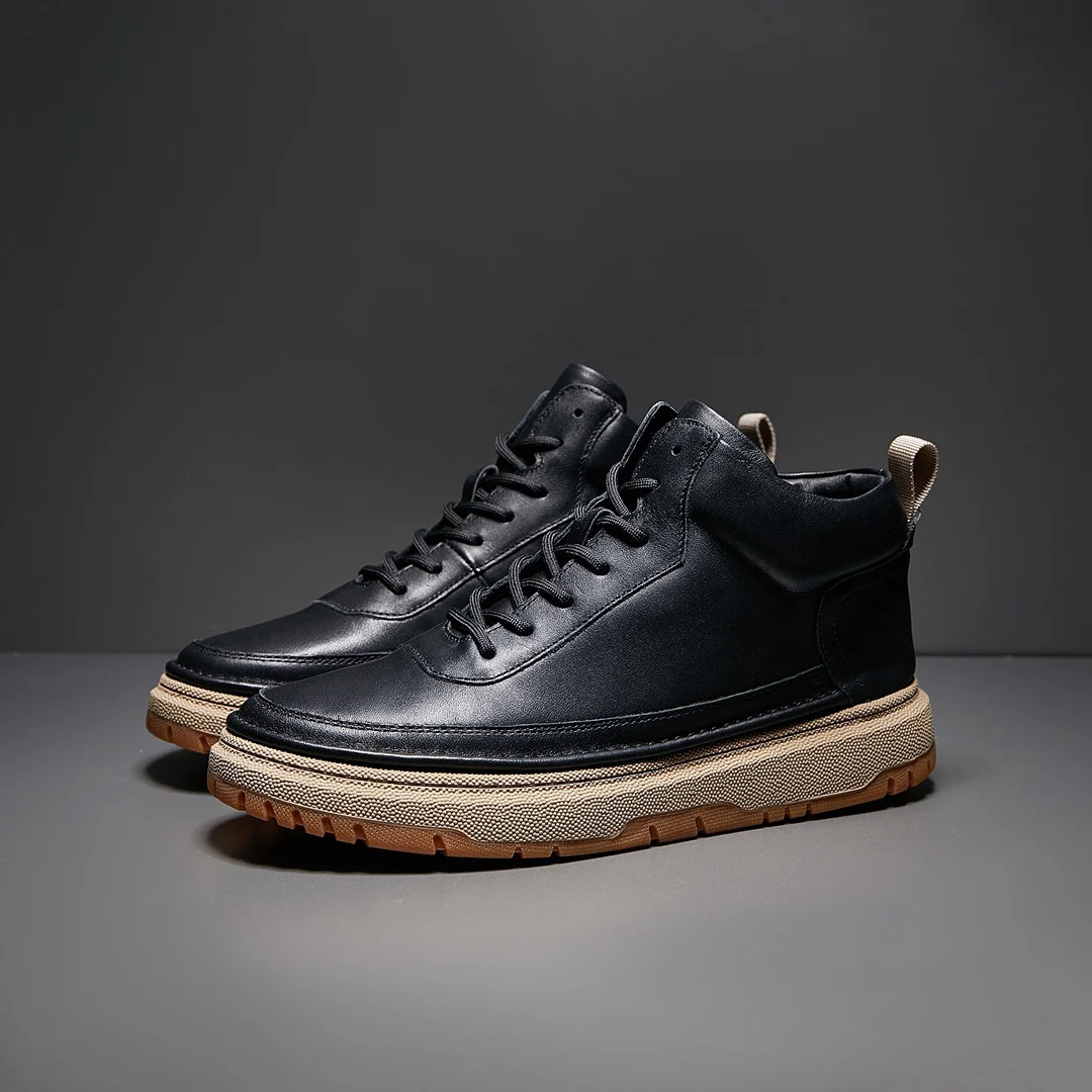 

Men's shoes cowhide platform shoes casual sneakers Leather comfort