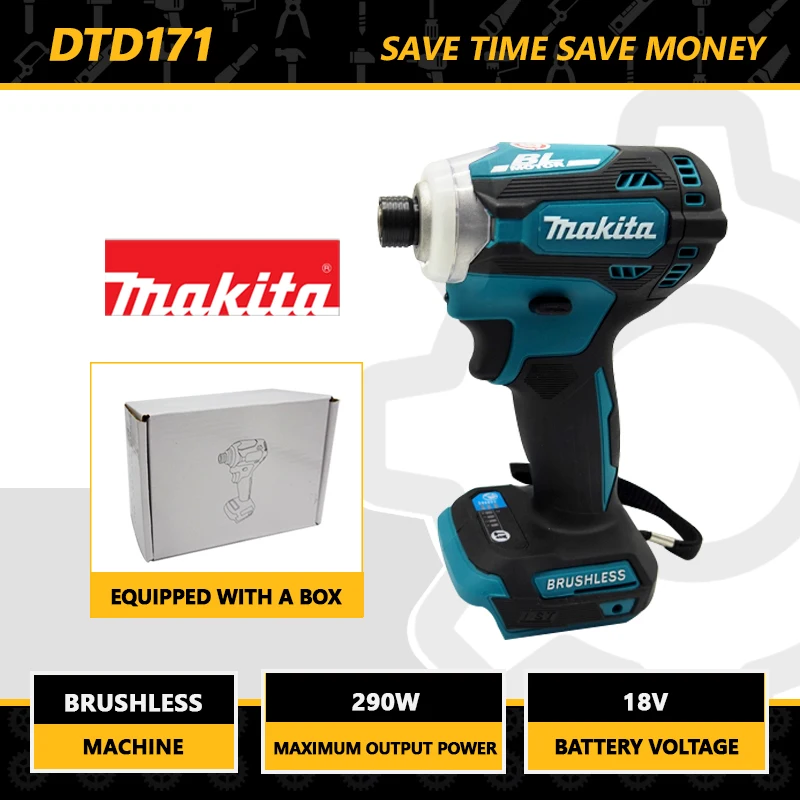 Impact Driver Makita DTD171 Brushless Rechargeable Screwdriver Drills Cordless Power Tools 18V Motor Bare Tool Unit Star Wrench