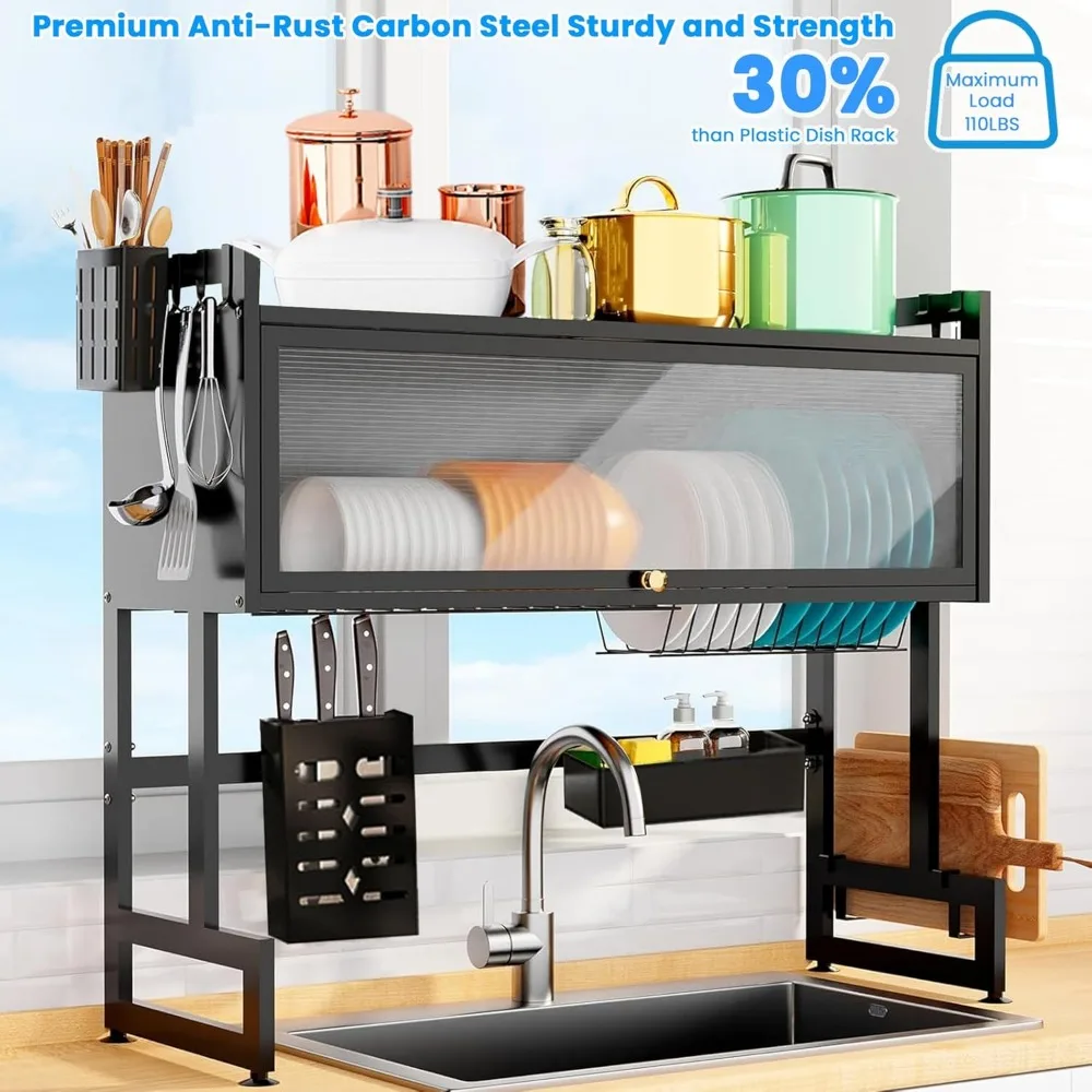 Dish Drying Rack,3-Tier Over Sink Dish Drainer Drying Rack,33.5" Over Sink Dish Rack for Small Kitchen, Space-Saving Drying Rack 3