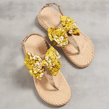 

Women Summer Leopard Print Slippers Floral Soft Sole Sandals Outdoor Beach Bohemia Shoes Roman Flip Flops Women Bow Shoes