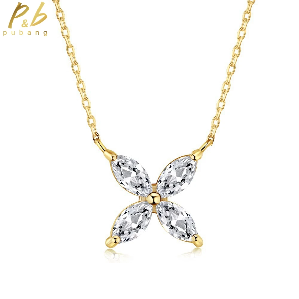 

PuBang Fine Jewelry 100% 925 Sterling Silver for Women Gift Created Moissanite Sparkling Cocktail Pendant Necklace Free Shipping