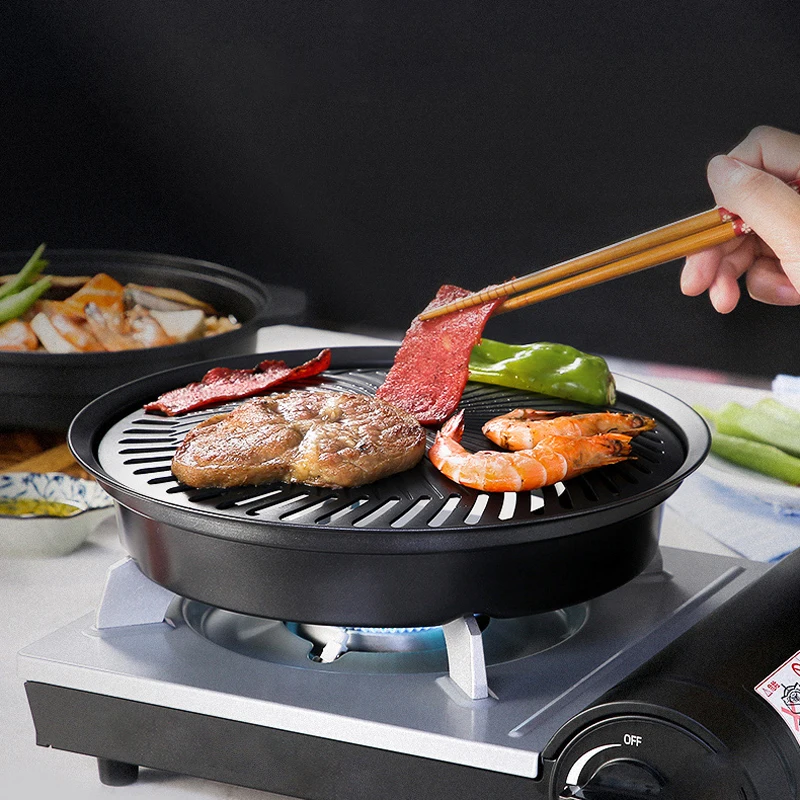 Mini BBQ Grill stufa ad alcool casa Barbecue senza fumo griglia  antiaderente strumenti di carne per Barbecue da campeggio all'aperto -  AliExpress