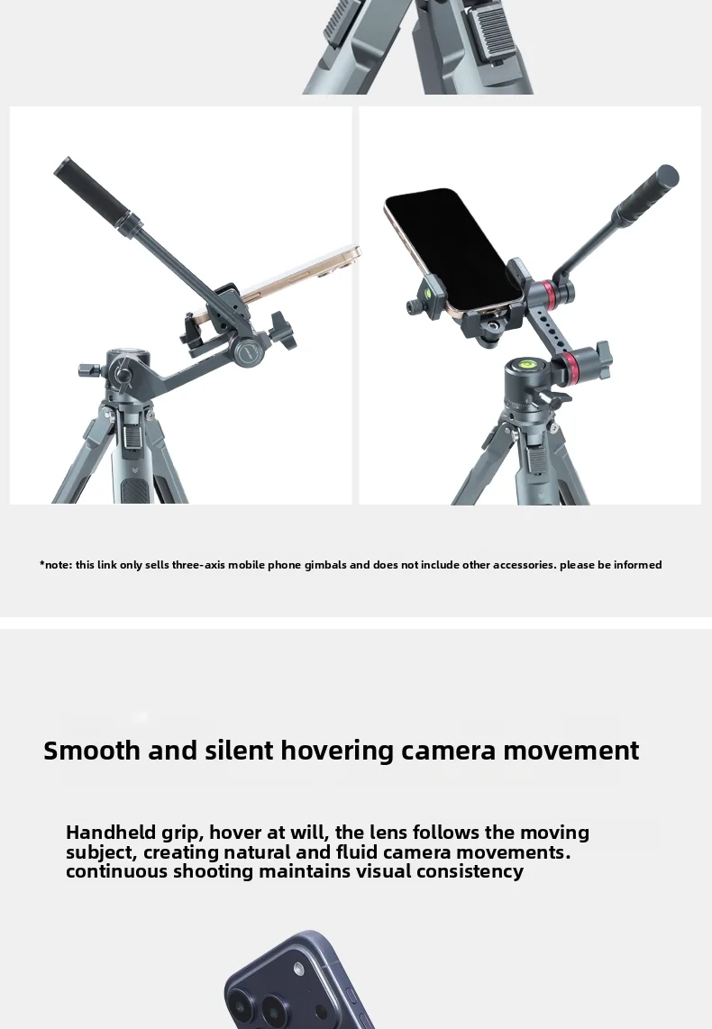 Leaplight LYR3 3-axis Universal Phone Gimbal Tilt Adjustable 360° Rotation for M