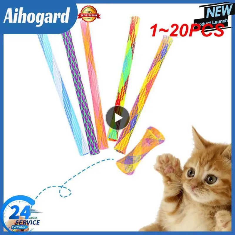 1~20PCS Cat Toy Colorful Spring Tube Cat Grinding Claws Nibbling Toy Telescopic Elastic Pet Dog Supplies 1