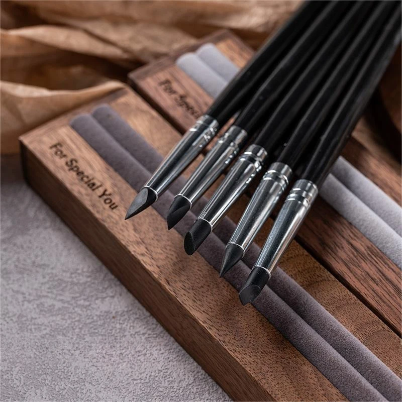 5Pcs/Set DIY Drawing Tool Dental Resin Silicone Shaping Pen Brush Art Brush Dentistry Composite Cement Porcelain Teeth Shaping 4