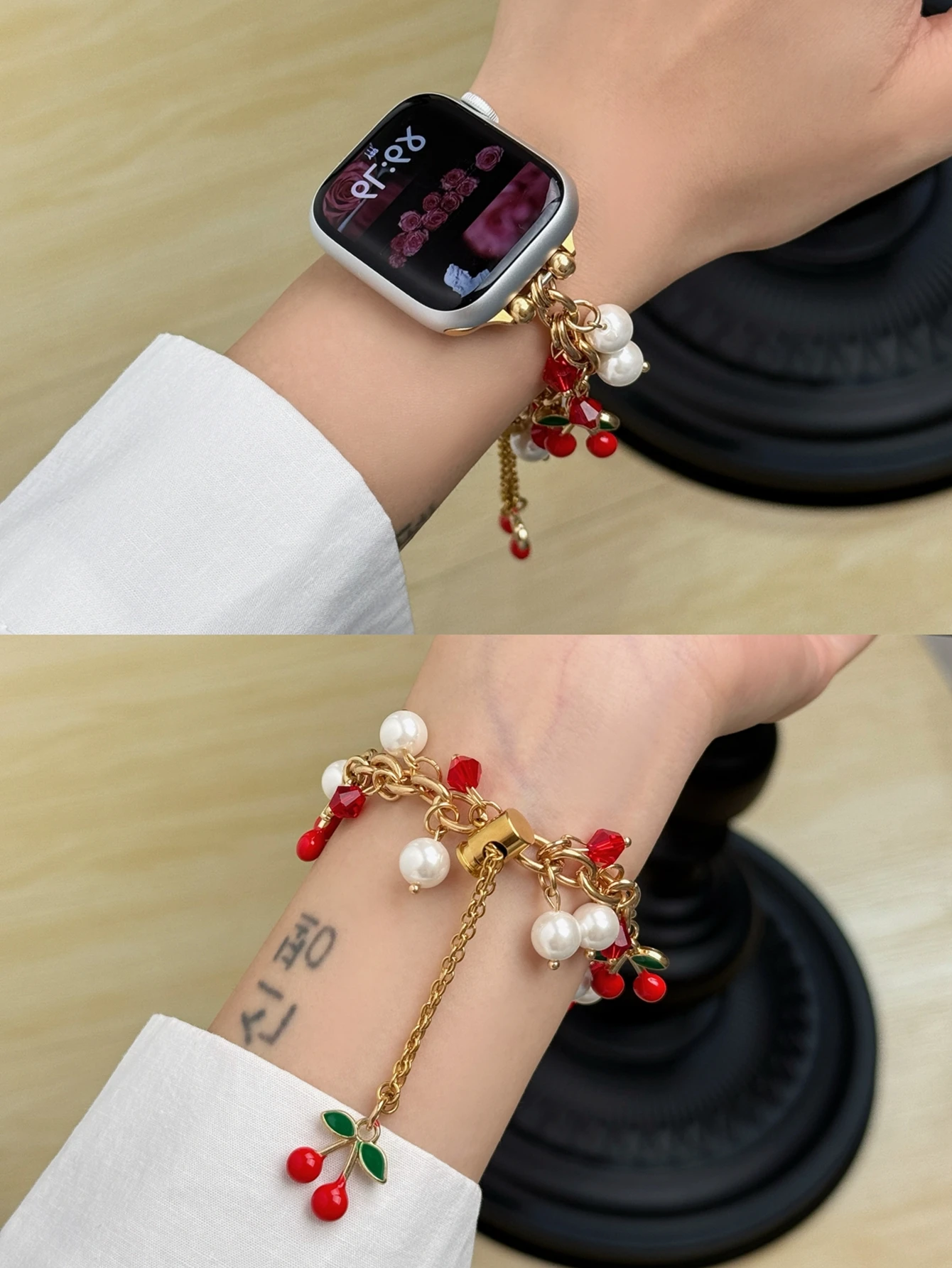 ตัวเลือกสินค้า ลูกปัดโลหะ ดีไซน์สวย สำหรับ Apple Watch Band