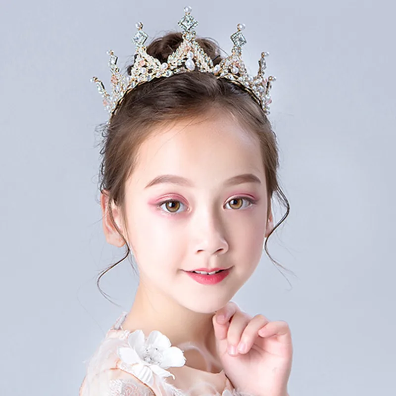 

Children's Crown Headdress Princess Girl's Crown Crystal Big Hair Band Pink Children's Birthday Hair Accessories