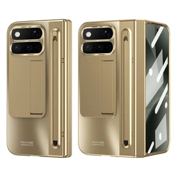 Luxury Anti - Fingerprint Folding Case with Hinge Protection and Stylus Holder - Google Pixel 10 Pro Fold (Gold)