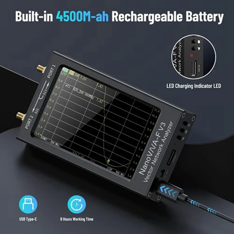NanoVNA-H ベクトルネットワークアナライザー NanoVNA-H4 h 4インチベクトルネットワークアナライザー,1950mAh