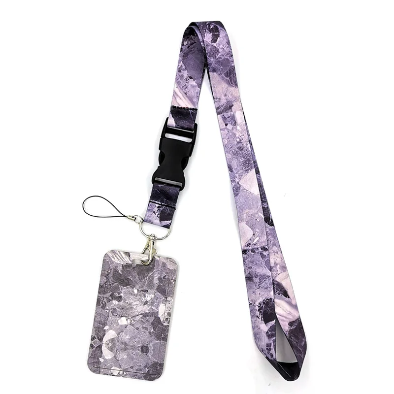 Gray marble Neck Keychain Necklace Webbings Ribbons Anime Cartoon Neck Strap Lanyard ID badge Holder Keychain Lanyards Gifts