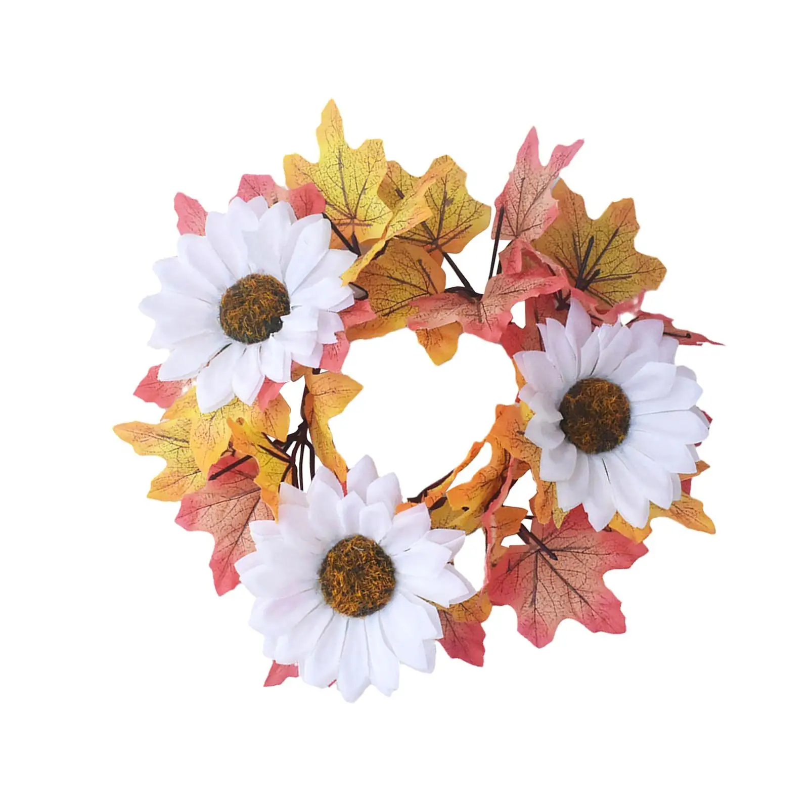 

Pillar Candle Ring Artificial Wreath Maple Leaves Fall Farmhouse Wreath for Living Room Easter Home Festival Table Thanksgiving