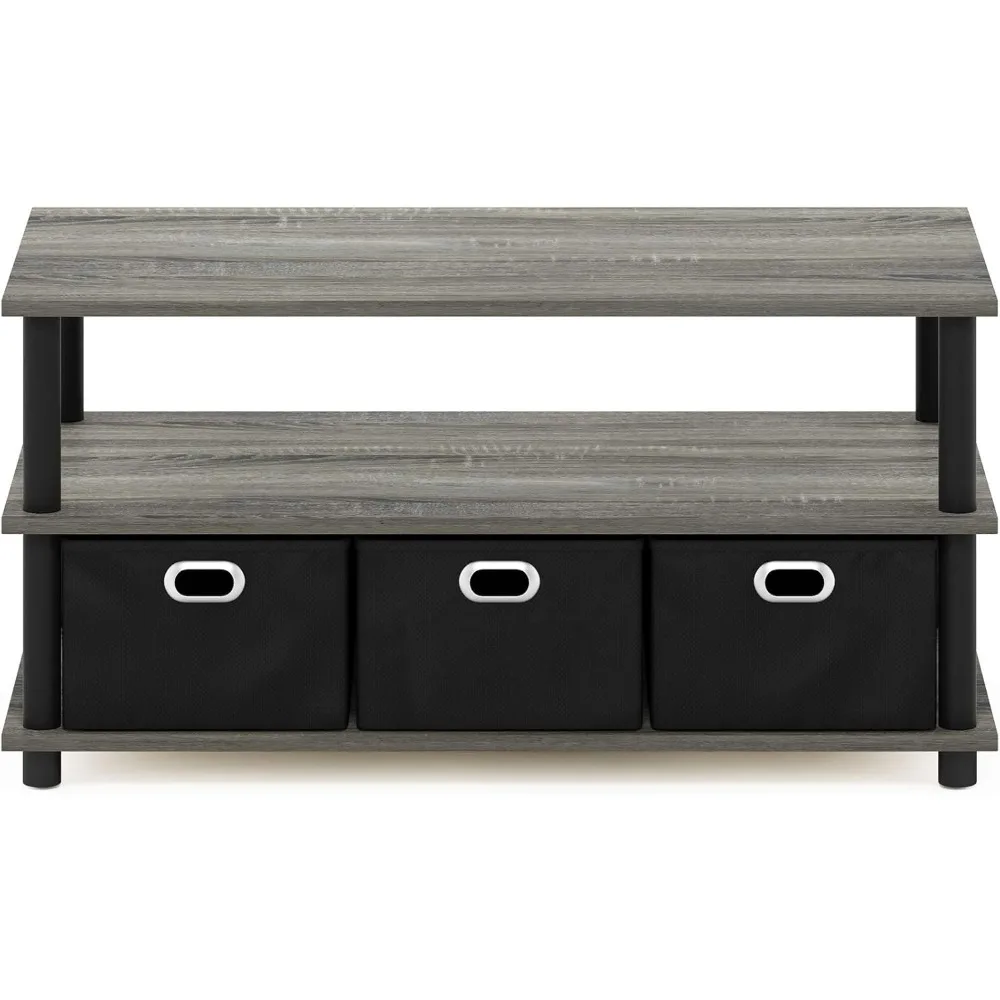 Coffee Table, 31.22D x 15.5W x 15.8H in, French Oak Grey/Black/Black 4