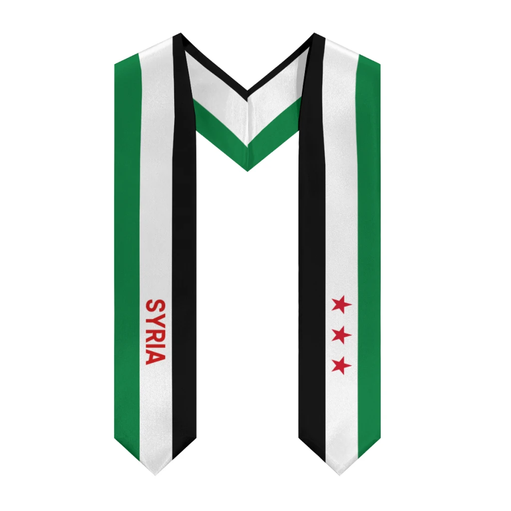 Neck Wrap Graduation Shawl Syria Flag 1932-1963 Coalition & United States Stole Sash Honor Study Aboard International Students