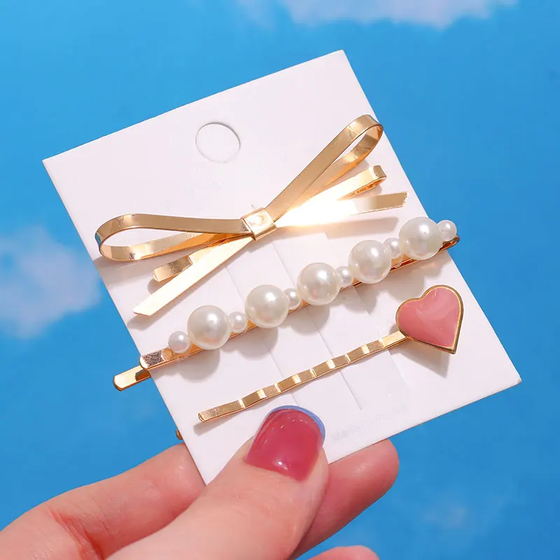 ZWC 2022 Pearl Acrylic Metal Women's Hair Clips for Girls Set Geometric Barrettes Hairpin Girl Hair Accessories Fashion Jewelry knot hair band Hair Accessories