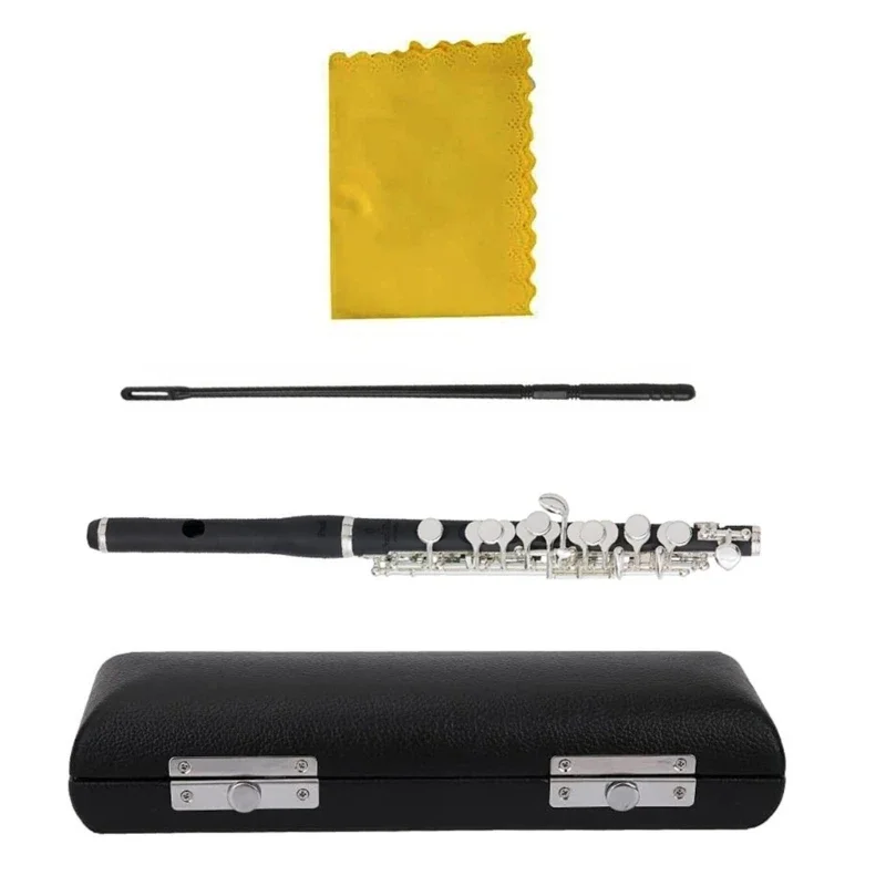 Key of C Piccolo Flute Portable Piccolo Instrument with Case and Cleaning Cloth Parts for Beginner Kids Student 0XXE