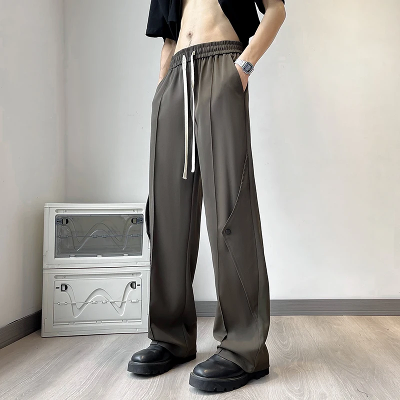 

Men's Trousers Drawstring Solid Color Mid-Waist Loose Breathable Straight-Leg Casual Pants Quick-Drying Sports Pants A73